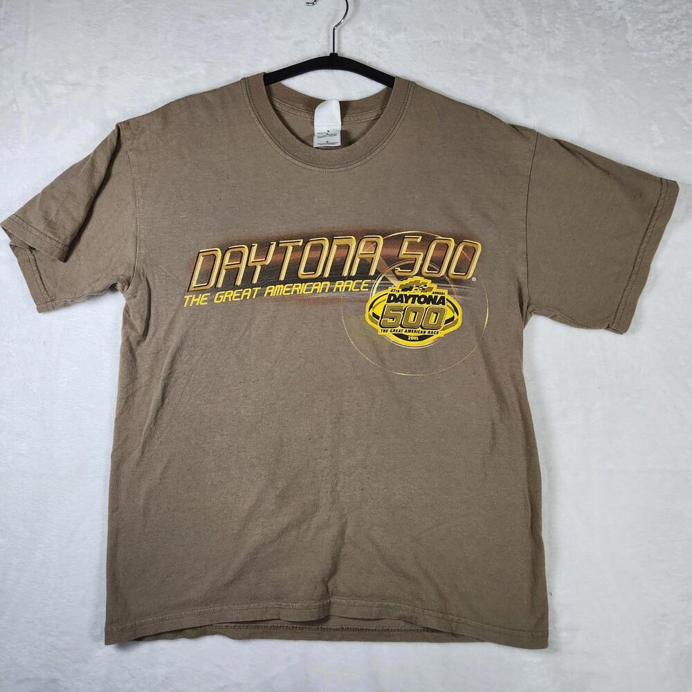2005‎ Daytona 500 T-Shirt M Brown Racing Tee NASCAR Great American Race